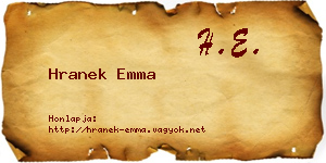 Hranek Emma névjegykártya